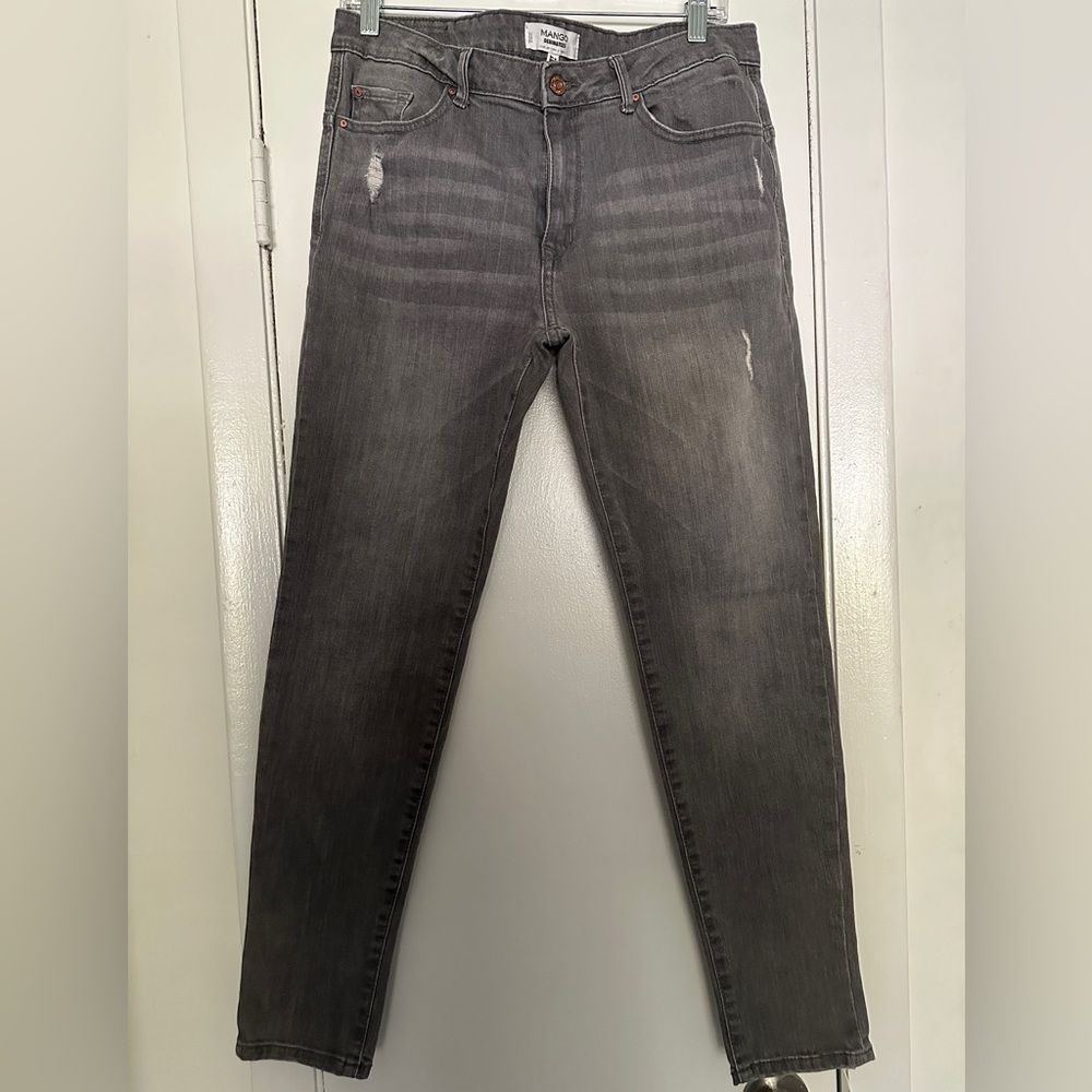 Mango jeans size 6 Lobby girlfriend gray torn denim women’s
